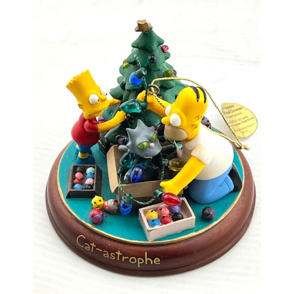 SIMPSONS Bradford Tree Christmas Ornament Illuminated "Cat-astrophe" Homer Bart - Picture 1 of 8
